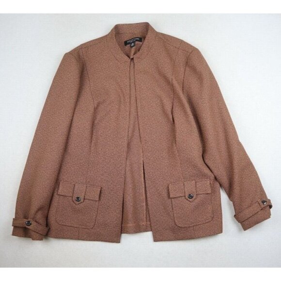 PERCEPTIONS - WMOEN'S BROWN PLAID UNLINED BLAZER SUIT JACKET - SIZE 16 - Picture 2 of 5